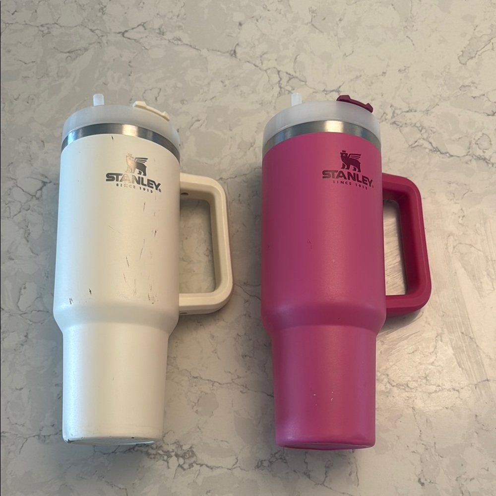 Stanley Pink and White Travel Mugs